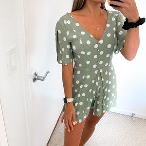 River Island Sage Green Polka Dot Print Romper